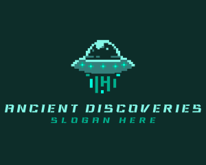 Pixel Alien UFO logo design