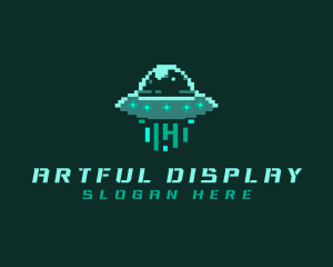 Pixel Alien UFO logo design