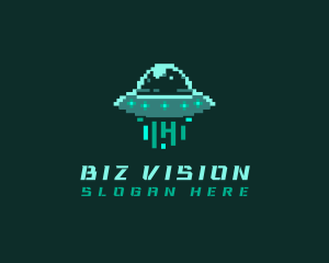 Pixel Alien UFO logo design