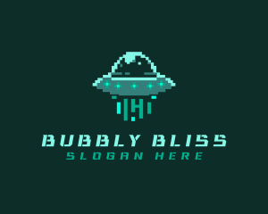 Pixel Alien UFO logo design