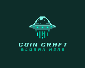 Pixel Alien UFO logo design