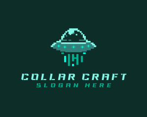 Pixel Alien UFO logo design