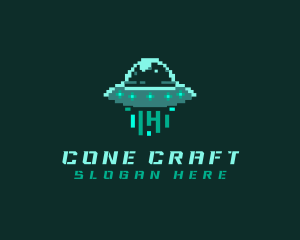 Pixel Alien UFO logo design