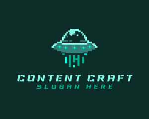 Pixel Alien UFO logo design