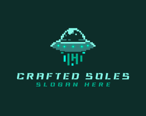 Pixel Alien UFO logo design