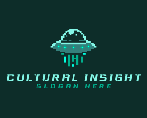 Pixel Alien UFO logo design