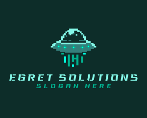 Pixel Alien UFO logo design