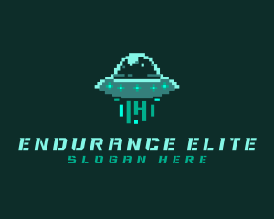 Pixel Alien UFO logo design