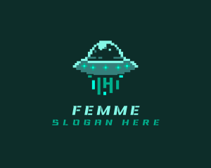 Pixel Alien UFO logo design