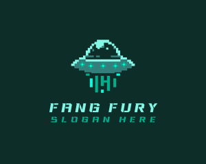 Pixel Alien UFO logo design