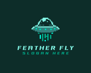 Pixel Alien UFO logo design