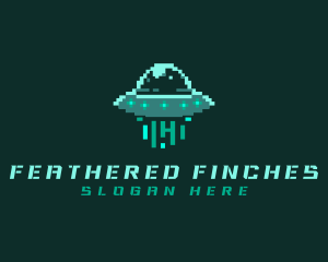 Pixel Alien UFO logo design