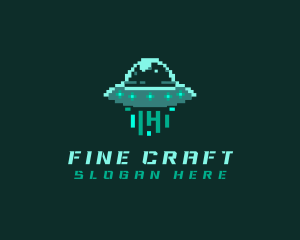 Pixel Alien UFO logo design