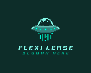 Pixel Alien UFO logo design