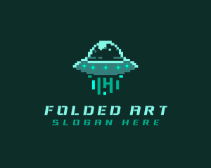 Pixel Alien UFO logo design