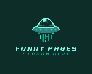 Pixel Alien UFO logo design