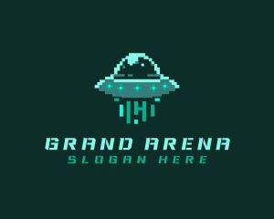 Pixel Alien UFO logo design