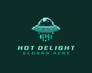 Pixel Alien UFO logo design