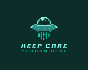 Pixel Alien UFO logo design