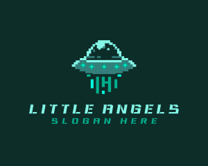 Pixel Alien UFO logo design