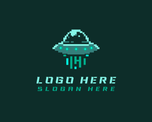 Videogame - Pixel Alien UFO logo design