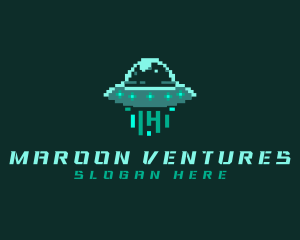 Pixel Alien UFO logo design