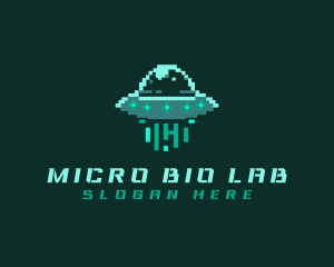 Pixel Alien UFO logo design