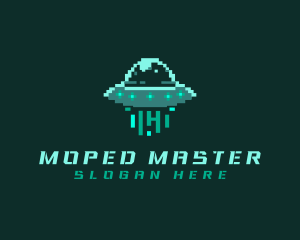 Pixel Alien UFO logo design