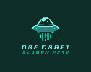 Pixel Alien UFO logo design