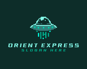 Pixel Alien UFO logo design