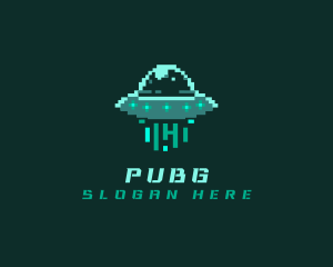 Pixel Alien UFO logo design