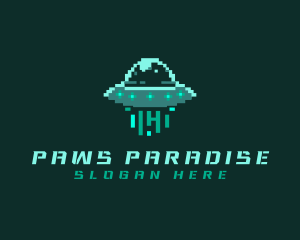 Pixel Alien UFO logo design