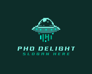 Pixel Alien UFO logo design