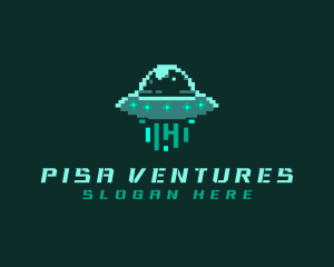 Pixel Alien UFO logo design