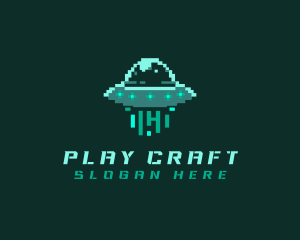 Pixel Alien UFO logo design