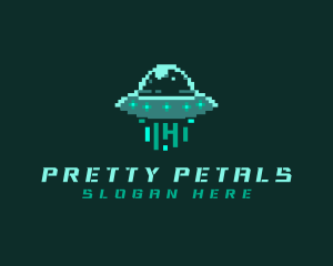 Pixel Alien UFO logo design