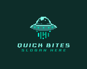 Pixel Alien UFO logo design