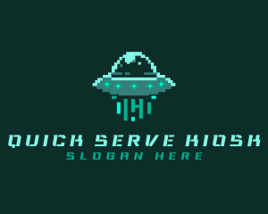 Pixel Alien UFO logo design