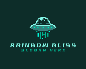 Pixel Alien UFO logo design