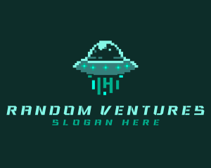 Pixel Alien UFO logo design