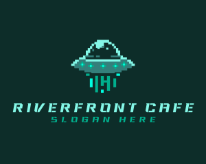 Pixel Alien UFO logo design