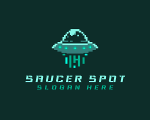 Saucer - Pixel Alien UFO logo design