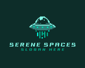 Pixel Alien UFO logo design