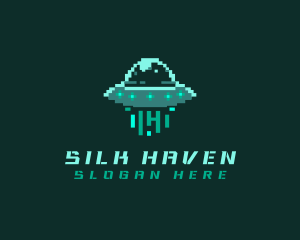 Pixel Alien UFO logo design