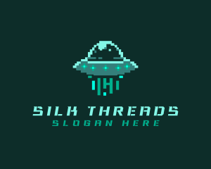 Pixel Alien UFO logo design