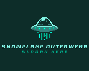 Pixel Alien UFO logo design