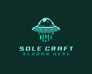 Pixel Alien UFO logo design