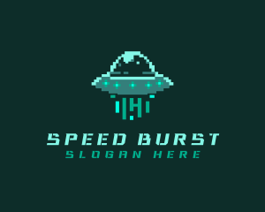 Pixel Alien UFO logo design