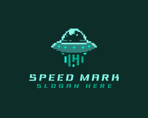 Pixel Alien UFO logo design