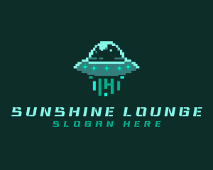 Pixel Alien UFO logo design